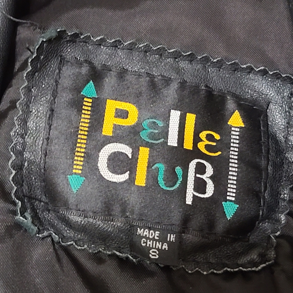 *SOLD* Pelle Club Vintage 1980s Black Genuine Leather Biker Jacket Womens S - Picture 9 of 10